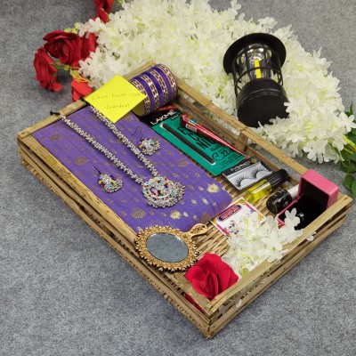 Premium Half Silk Jamdani Saree Combo Set – Lavender