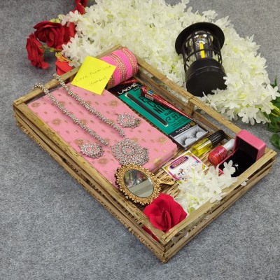 Premium Half Silk Jamdani Saree Combo Set – Pink