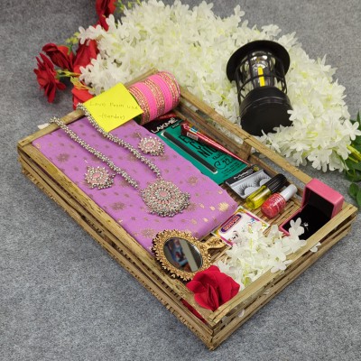 Premium Half Silk Jamdani Saree Combo Set – Light Purple