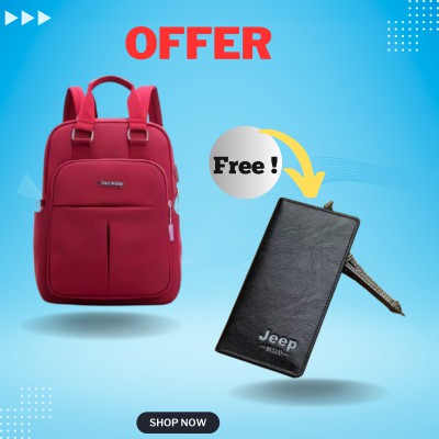 New leisure nylon ladies CHINA Bagpack (Black ) With Free Wallet