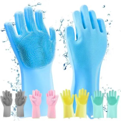 2Pcs Magic Silicone Dish Washing Gloves(2Pcs)
