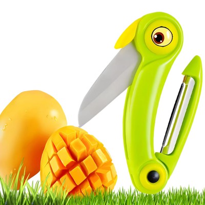 BTFLKNS Ceramic Paring Knife, Bird-shaped folding peeler, Ergonomic Handle Professional Knife, Super Sharp Blade Folding Knife with protective Sheath(Green )